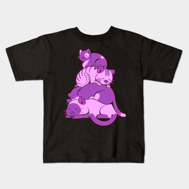 Kawaii Cat Pile by Tobe Fonseca Kids T-Shirt by Tobe_Fonseca